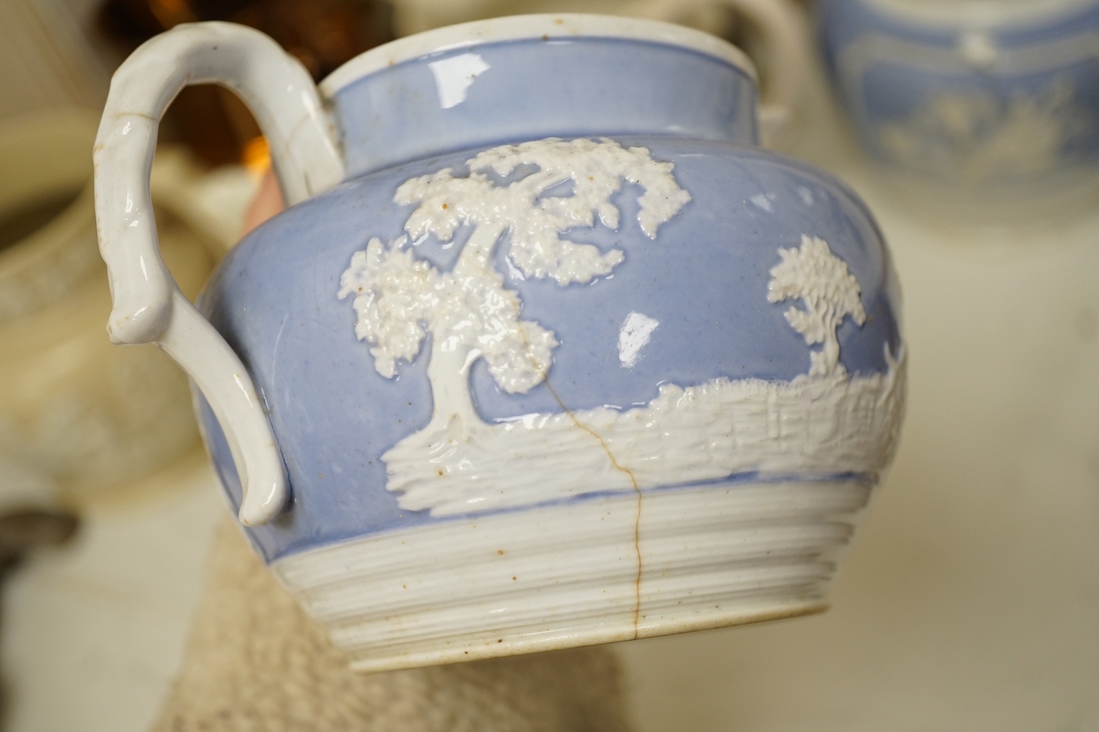 A quantity of various 19th century jugs including Turner, Lane End